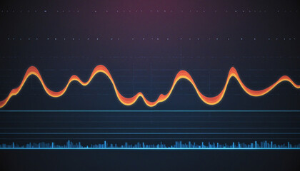 Audio soundwave scope signal as an abstract background depicting a sampled music sound wave frequency in a recording studio showing its amplitude