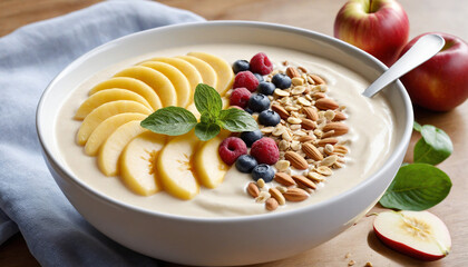 Delicious Apple Fruit Smoothie Bowl for Breakfast