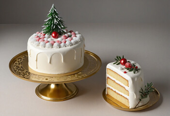Stylish Holiday Cake on Luxurious Gold Stand