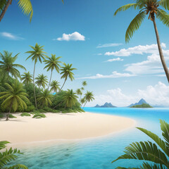 Fototapeta na wymiar Clipart of small island with coconut trees and shrubs
