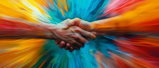 Fotobehang Corporate Handshake: A Symbol of Professional Agreement   © Kristian