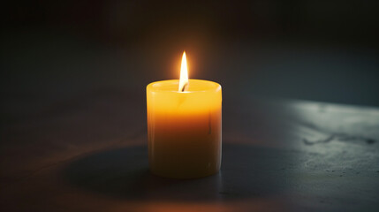 Fototapeta na wymiar Illuminated Candle on Table