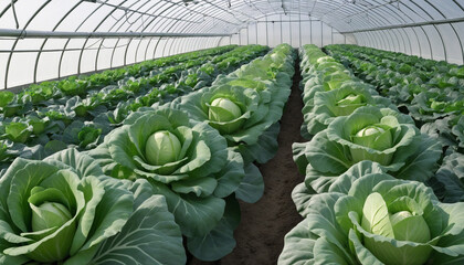 Organically grown cabbage in a controlled environment, promoting sustainable agriculture and healthy eating.