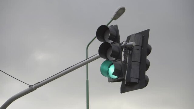 Traffic lights for cars, change from red traffic light to green traffic light for cars