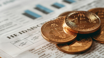 Gold Bitcoins Piled on Finance Newspaper