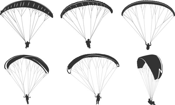 Paragliding silhouettes, Paragliding SVG, Flying paragliding silhouettes, Paragliding vector, Paragliding clipart, Paragliding bundle