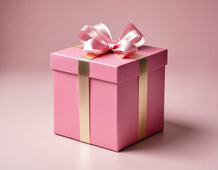 Elegant Pink Gift Box with Pink Ribbon on Transparent Background for Design