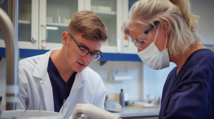 Obraz premium Male Dental Technician in Modern Lab