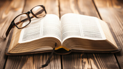 Open Book With Glasses on Top