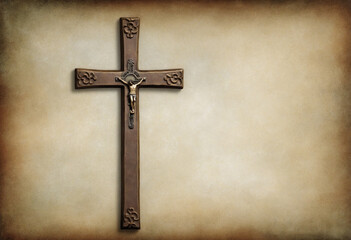 Religious symbol on textured backdrop with space for text or image