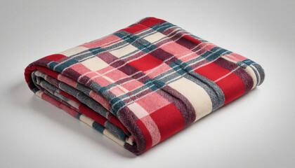 Checkered Plaid Wool Blanket - Isolated PNG Cutout with Shadow on Transparent Background