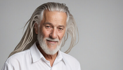 Obraz premium Elderly Gentleman with Long Dreads and White Shirt