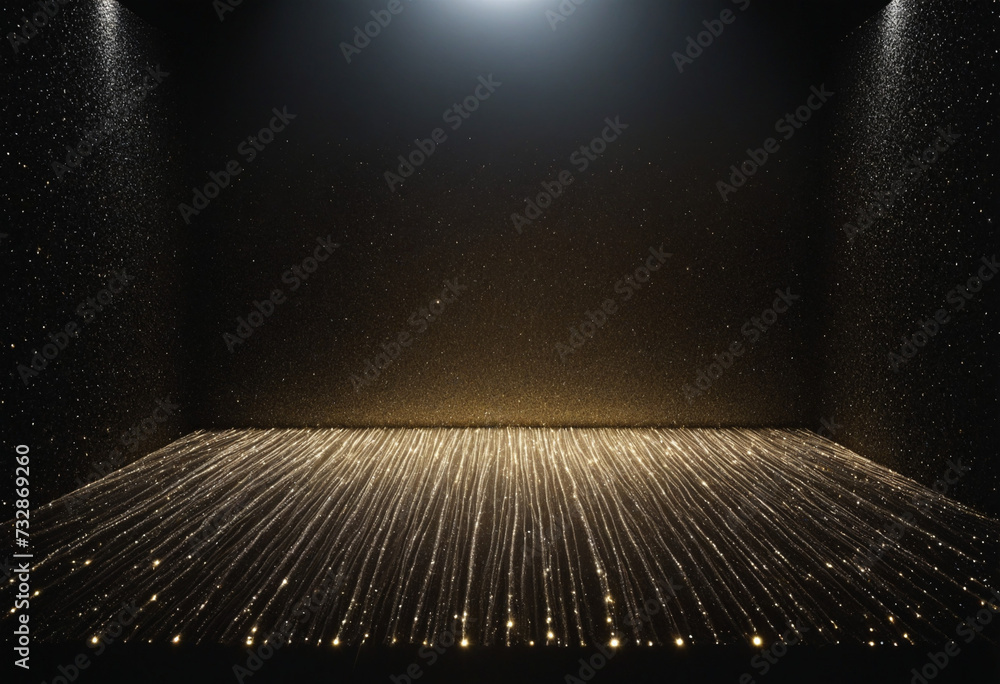 Poster dark background with sparkling horizontal abstract stage