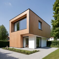 House cube with wooden elements