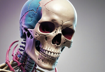 skull of a skeleton, colorful illustration