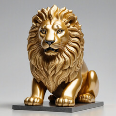 Golden lion sculpture isolated on clear background