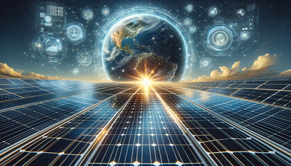 Close-up of vibrant solar panel array showcasing modern photovoltaic technology