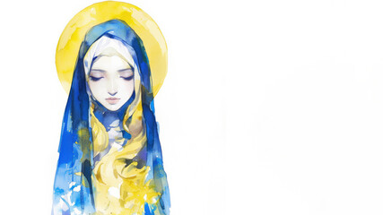 Watercolor painting of virgin mary