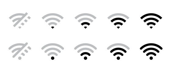 Wifi signal level icon vector in flat style. Wireless network sign symbol - obrazy, fototapety, plakaty