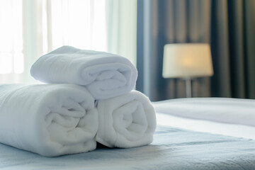 Stack of white clean spa towels 