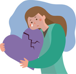 心が壊れそうな女性のイラスト