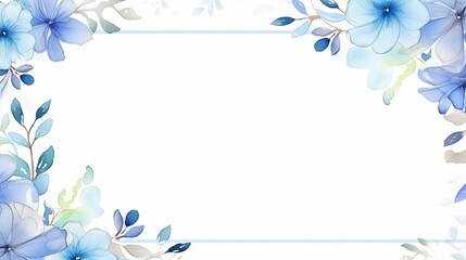 Border frame watercolor blue flower, floral wedding invitation background concept