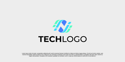 creative letter n logo design technology