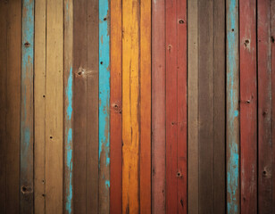 Vertical wooden panels in assorted hues - rustic vintage atmosphere.