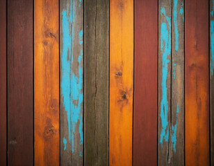 Vintage rural setting - vertically positioned multicolored wooden panels. - obrazy, fototapety, plakaty