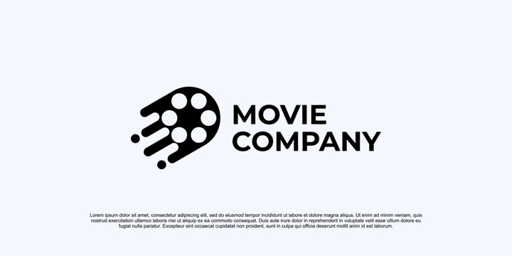 movie logo, film roll icon design idea, business logo.