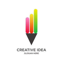 Pencil logo design gradient colorful simple modern