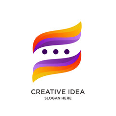 chat logo design gradient colorful simple modern