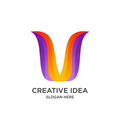 Fototapeta premium U Letter design gradient colorful simple modern