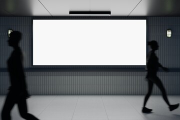 Fototapeta premium 3D illustration Blank Advertising Sign in Subway