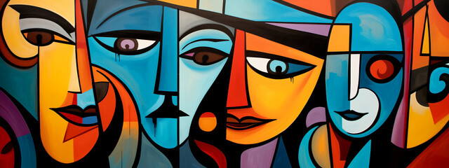 Graffiti Colorful Women - Cubism - obrazy, fototapety, plakaty