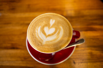 romantic vintage coffee, red cup