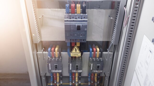 High Voltage Main fuse breaker installed on the panel control distribution power plant.