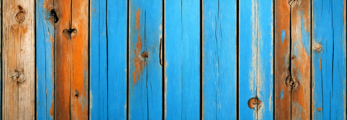 Vintage blue wood boards background - rural charm.