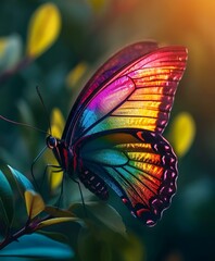 butterfly on flower.butterfly in nature background ai generated.Closeup of a butterfly taking off with colorful wings.