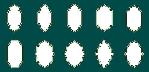 Set of traditional ornate islamic borders vector illustration. - obrazy, fototapety, plakaty