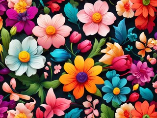 Fototapeta na wymiar Pattern with flowers color beautiful