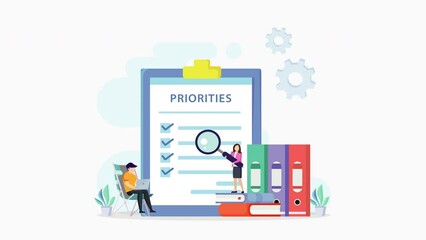 Priorities video animation 4k clip. Work planning and management to boost your efficiency.