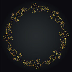 Luxury decorative round frame. Retro ornamental frame, vintage circle ornaments, ornate border. Decorative wedding frames, antique museum image borders. Isolated vector icon