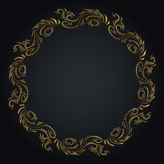 Luxury decorative round frame. Retro ornamental frame, vintage circle ornaments, ornate border. Decorative wedding frames, antique museum image borders. Isolated vector icon