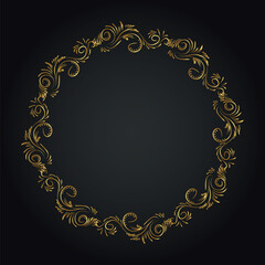 Luxury decorative round frame. Retro ornamental frame, vintage circle ornaments, ornate border. Decorative wedding frames, antique museum image borders. Isolated vector icon