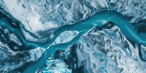 Foto op Plexiglas An aerial photograph of glaciers releasing rivers of ice © Kien