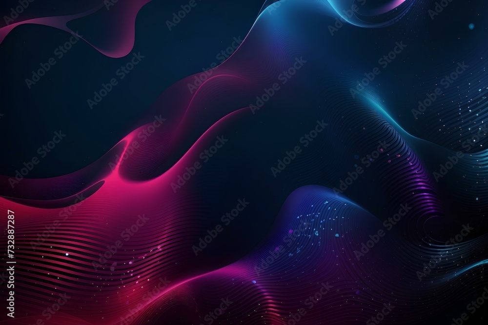 Poster abstract technoly waves background with dot, created by ai generated
