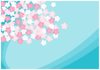 桜の花が美しい春の桜フレーム背景36青色