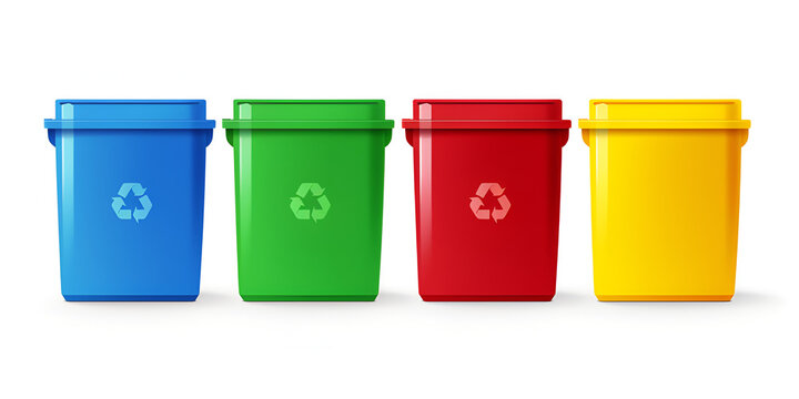 Colorful bins with recycle symbol vector Isolate on white background.
