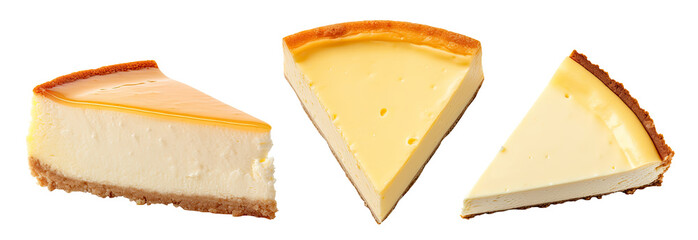 Cheesecake slices isolated on transparent background